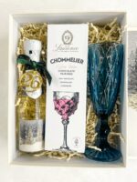 shampine wine with blue glass .Perfect for Christmas Gift